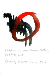 “Vulkane” / Werkverzeichnis 2.331 / Datiert Steyerberg, 19.10.99 / Aquarell, Tusche und Text auf Papier / Maße b 21,0 cm * h 29,7 cm