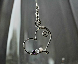 Bergkristall, Rosenquarz und Amethyst, facettiert, 4mm, auf Sterlingsilber, 5,4cm lang     €40     Art.Nr.: 25060006