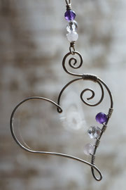 Bergkristall, Rosenquarz und Amethyst, facettiert, 4mm, auf Sterlingsilber, 6,7cm lang     €42