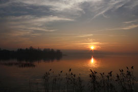 Tramonto con nebbia che avanza dalla pianura (Lago di Pusiano)