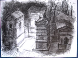 Parijs, Cimetiëre Montmartre, krijt, 2006