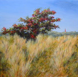 º Meidoornstruik 1, herfst, acryl, doek, 60x60cm