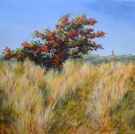 º Meidoornstruik 1, herfst, acryl, doek, 60x60cm