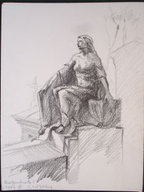 Parijs, Cimetiëre Montmartre, potlood, 2006