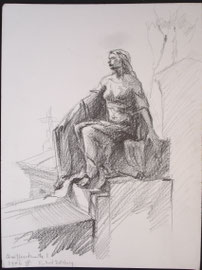 Parijs, Cimetiëre Montmartre, potlood, 2006