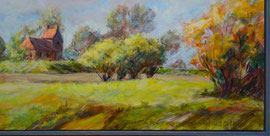 Zicht op Oostum, a/p, (122x37cm)  detail