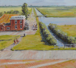 Noordpolderzijl, zomer, a/p, 22x20cm