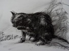 Lotje op de bank, krijt, 30x21cm, 2013