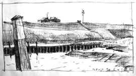 º Noordpolderzijl, krijt, ca. 29x40cm