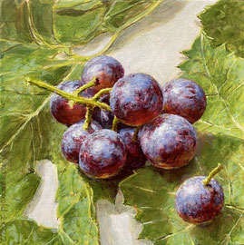 Druiven op zonnige vensterbank, a/p, 15x15cm