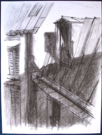 Parijs, zinken daken, krijt, A3, 2006