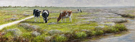 º Vier koetjes op de kwelder, o/a/p, 60x19cm