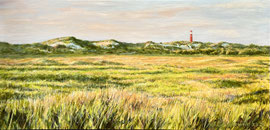 º Avondstemming, met de vuurtoren, a/p, 83x40cm