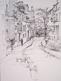 Parijs, Rue Cortot, Montmartre, stift, ca. A5