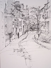 Parijs, Rue Cortot, Montmartre, stift, ca. A5