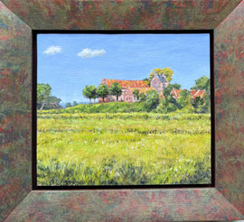 Zicht op Ezinge, o/a/mar, 18x14cm, zelfgekeurde lijst.
