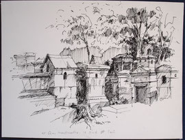 Parijs, Cimetiëre Montmartre, stift, A4, 2006