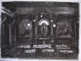 Parijs, Notre Dame des Victoires, alleen kaarslicht...  krijt, A3, 2006