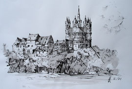 Limbourg a d Lahn, pen en inkt,
