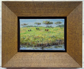 º Koetjes in de kwelder, a/doek, 10x7cm