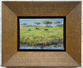 º Koetjes in de kwelder, a/doek, 10x7cm
