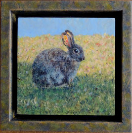 Konijntje in ochtendzon, o/a/p, 10x10cm