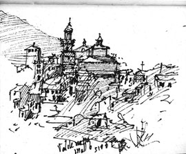 Mallorca, Valdemossa, stift, 10x8cm, 2002