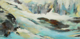 Winterwasser, 120x60, Acryl, Spachtelmasse auf Leinwand