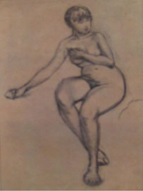 Joven desnuda. parís 1886. Tiza negra y carboncillo, 73,5 X 59 cm.
