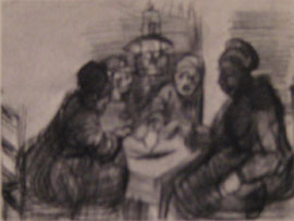 Dibujo preparatorio de los Comedores de Patatas. 1885
