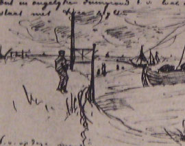 Se observa la silueta de Van Gohg a la izquierda del bastidor ( La Haya, otoño de 1882 ).