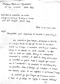 Dans mes archives personnelles, quelques extraits d'une lettre de Marie José Mondzain (CNRS - Paris), datée du 31 mars 2001.