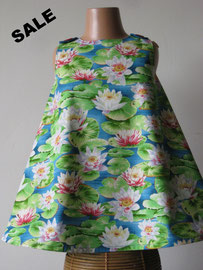 Voor: Waterlelies, so cute katoenen jurkje. Artikelcode 104-012. Prijs: 29,95 excl. verzendkosten.