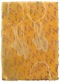 Hilde lernt laufen, 2021, Wachs auf Holz, 30 x 21 cm