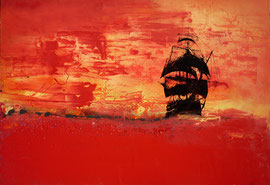 Fabien Bruttin, "Pirate Ship", 2013, 70x100 cm (27.5x39.4 in), technique mixte sur MDF