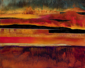 Fabien Bruttin, "Paysage lunaire", 2012, 80x100 cm (31.5x39.4 in), technique mixte sur MDF
