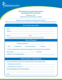 Pledge Form for Prostate Cancer Foundation