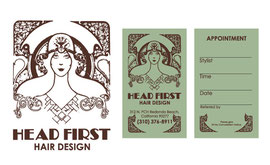 Logo and Business Card Designs for Head First Salon