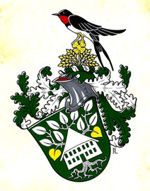 Familie B. Aquarellfarben auf marmoriertem Papier, Neustiftung