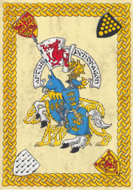 Meine Interpretation von König Artus, Aquarellfarben auf marmoriertem Papier