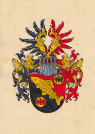 Familie L., Aquarellfarben auf marmoriertem Papier; Neustiftung