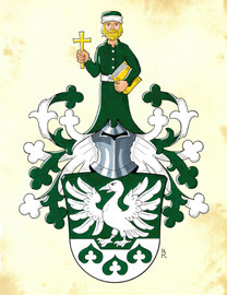 Familie W., Aquarellfarben auf marmoriertem Papier; Neustiftung