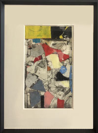 Robert Szot, techniques mixtes sur papier (gravures, pastel, collage, huile)  43X32,5cm -Galerie d'art côte d'Azur, Biot