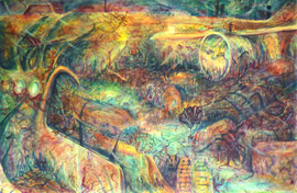 LUKAS BLEUEL   O.T.  2015    AQUARELL AUF PAPIER   150 x 250 CM