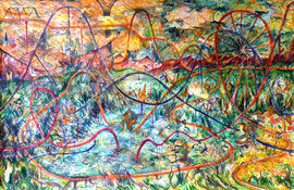 LUKAS BLEUEL   O.T.  2015    AQUARELL AUF PAPIER   150 x 250 CM