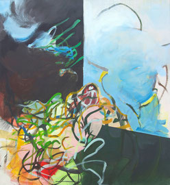 SIMONE KILL "FIGURENSTUDIE" 2016 ACRYL AUF LEINWAND 105 X 95 CM