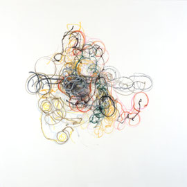 MARTIN SCHOLTEN   STIRR IT UP  RÜTELBILD NO 3  PASTELL UND ACRYL AUF POLYESTER  165 x 165 cm 2012