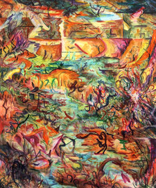 LUKAS BLEUEL    REISE LANGSAM SÜDWÄRTS    2014    AQUARELL AUF PAPIER   120 x 150 CM