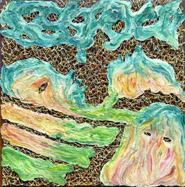 Nicolas Lillo  "Swimming in the River"  50 x 50 cm  oil on canvas  2019