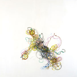 MARTIN SCHOLTEN   STIRR IT UP  RÜTELBILD NO 4  PASTELL UND ACRYL AUF POLYESTER  165 x 165 cm 2012